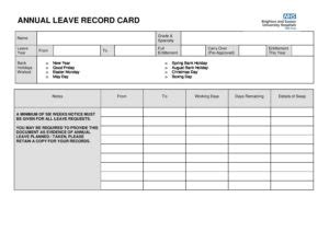 The recorded information is used for approval or rejection accordingly. Excel Templates: Annual Leave Record