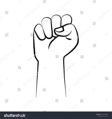 Black Hand Raised Clenched Fist Icon Stock Vector Royalty Free