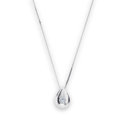 110 Cttw Diamond Sterling Silver Teardrop Pendant Necklace