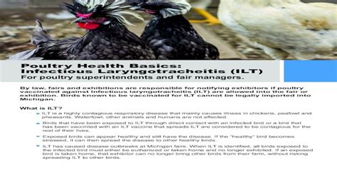 Poultry Health Basics Infectious Laryngotracheitis Iltinfectious