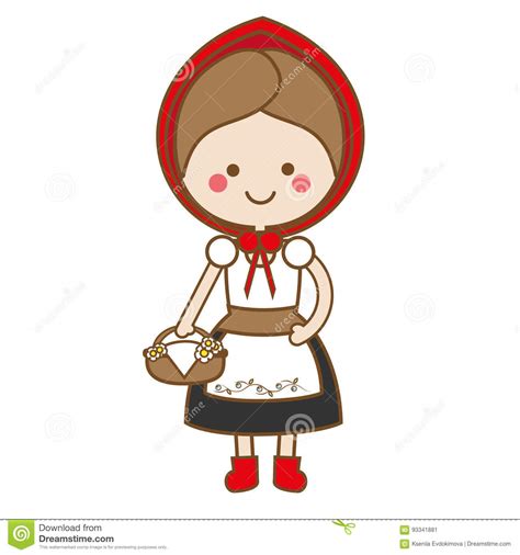 Share the best gifs now >>>. Cute Kawaii Red Riding Hood Character In Cartoon Style. Vector Illustration Stock Vector ...