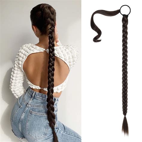 Amazon Com SEIKEA Upgraded Long Braid Ponytail Extension With Elastic