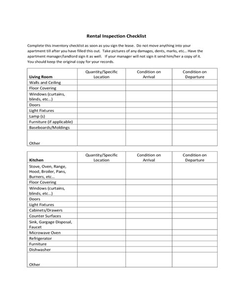 Rental Walk Through Sample Form Free Download
