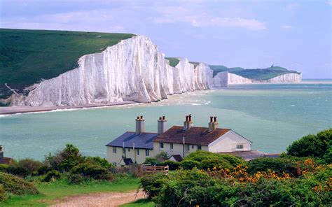 United Kingdom, UK, England, Sussex, Landscape, Seven Sisters cliffs ...