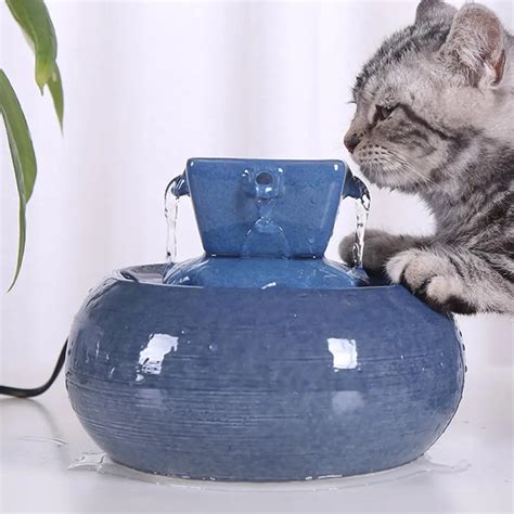 Ceramic Pet Cat Bowl Automatic Water Feeder Water Dispenser Circulating