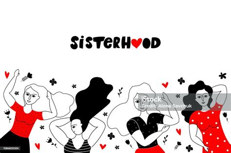 Four Young Girls Lie On The Ground Near Each Other Stock Illustration