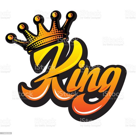 Vector Illustration With Crown And Calligraphic Inscription King Stock