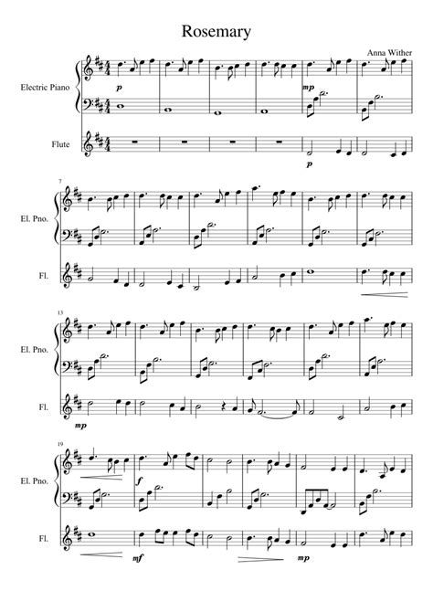 Rosemary Sheet Music For Piano Flute Download Free In Pdf Or Midi