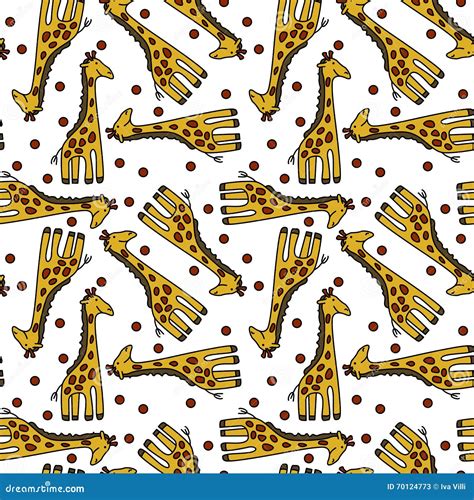 Seamless Giraffe Pattern Stock Vector Illustration Of Cute 70124773