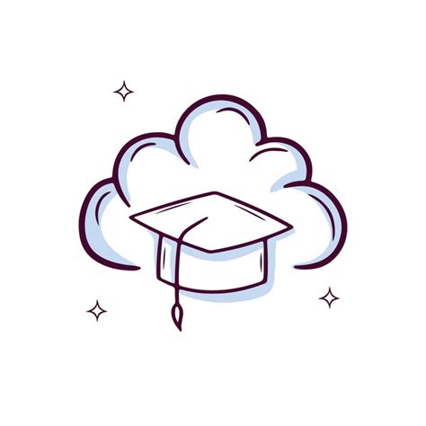 Premium Vector Hand Drawn Cloud Icon With Graduation Cap Doodle
