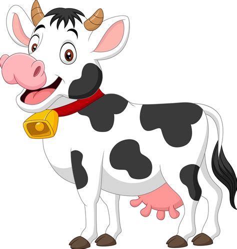 Caricatura Feliz Vaca Aislado Blanco Plano De Fondo Vector