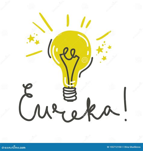 Eureka Lettering Composition With Light Bulb Vector Illustration
