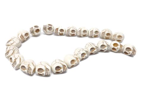 Bone White Howlite Large Skull Bead 18mm X 17mm X 14mm 21 Beads