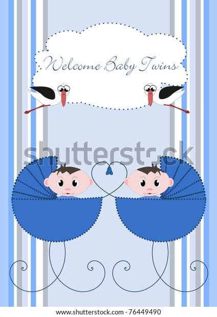 Welcome Baby Twins Stock Illustration 76449490