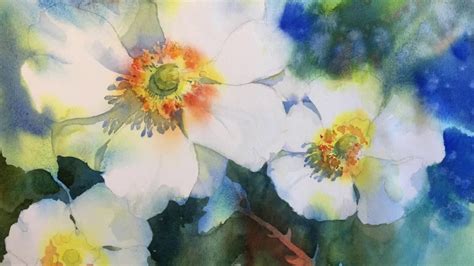 Negative Painting With Watercolor White Blossoms Youtube