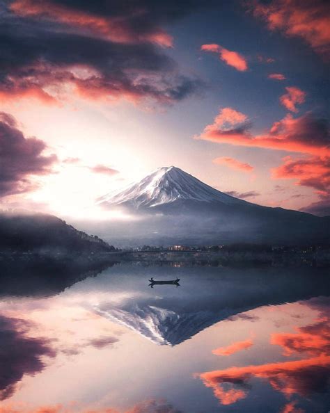 Beautiful Sunset View Of Mount Fuji Pics