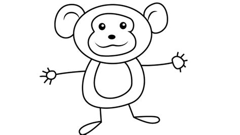 Easy Cute Monkey Drawing For Kids How To Draw A Simple Cartoon Monkey