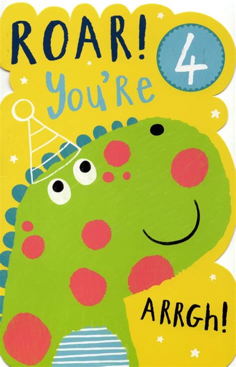 Boys Happy 4th Birthday Greeting Card With Badge Cards Love Kates