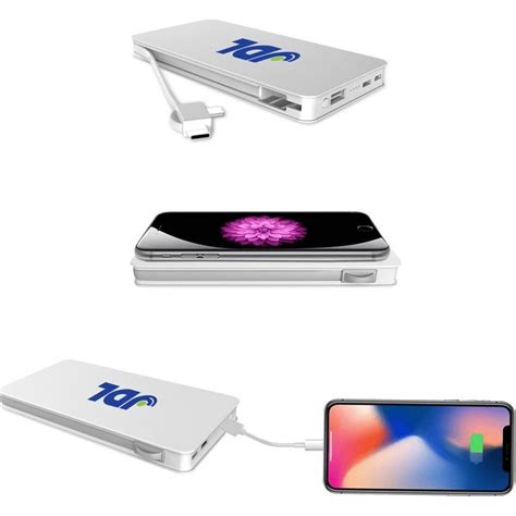 Customized Trio Power Bank Wireless Charging Pads With 3 In 1 Cable