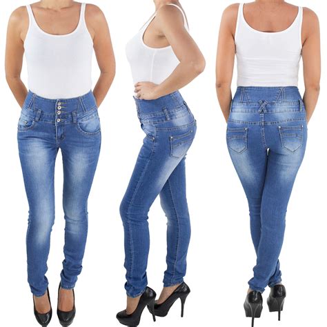 Damen Röhren Skinny Stretch Hochbund Jeans Hose Corsage Hochschnitt Übergröße Ebay