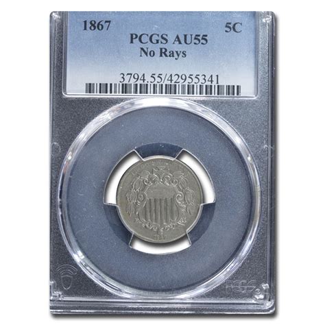 Buy 1867 Shield Nickel Au 55 Pcgs No Rays Apmex