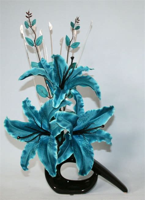 Shop.alwaysreview.com has been visited by 1m+ users in the past month Artificial Flower Arrangement - Teal Lily Silk Flowers in ...
