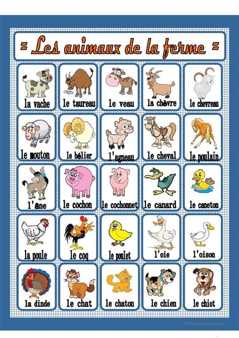 A French Poster With Animals And Their Names