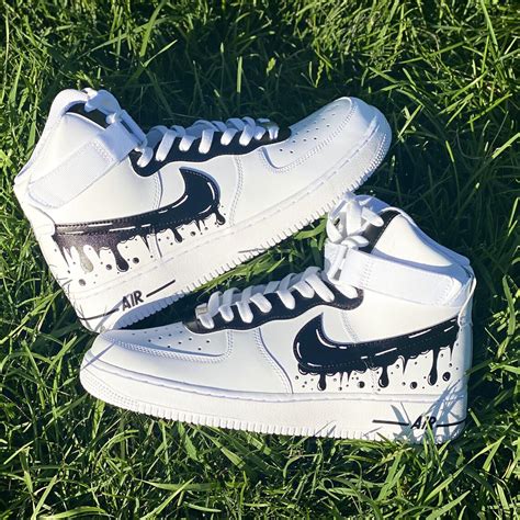 Custom Black Nike Drip Air Force Ones Custom Af1 Custom Etsy