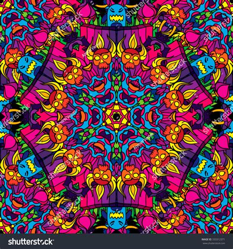 60s Hippie Psychedelic Art Seamless Pattern Stock Vector 333312371