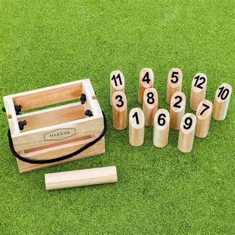 number kubb set outdoor wooden skittles game net world sports