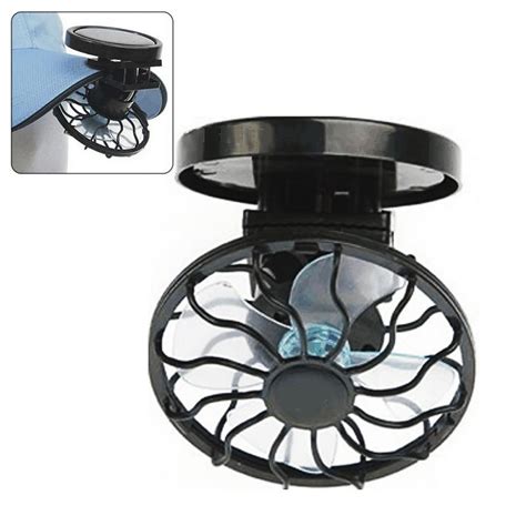Mini Clip On Solar Sun Powered Fan Panel Black Cooling Cell Fan For