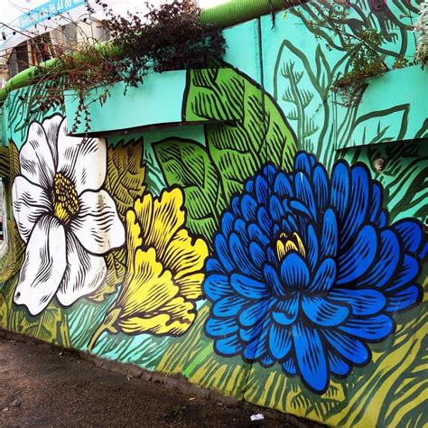 Street Art Graffiti Flower Mural Mural Wall