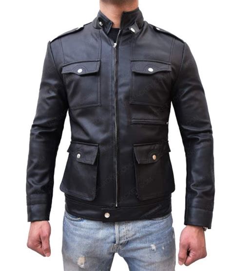 Mens Zipup Multi Pocket Style Slimfit Black Leather Jacket