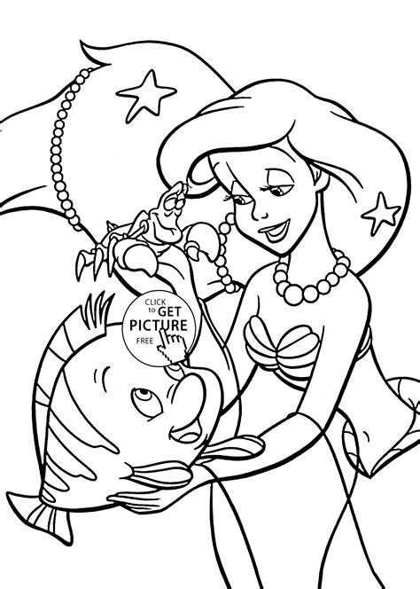 Beautiful Princess Ariel Coloring Page For Kids Disney Princess