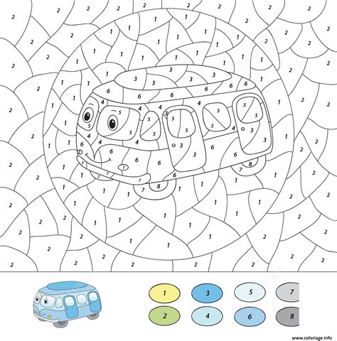 Coloriage Cartoon Bus Magique Par Numero Dessin Par Numero à imprimer