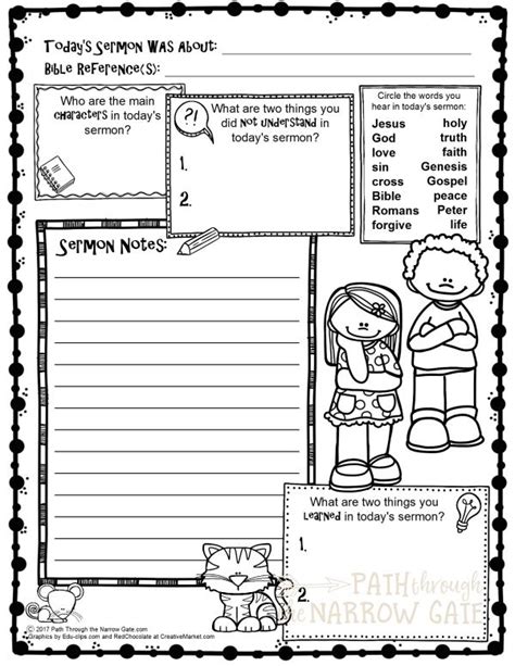 Free Printable Sermon Notes Pages From Path Through The Narrow Gate
