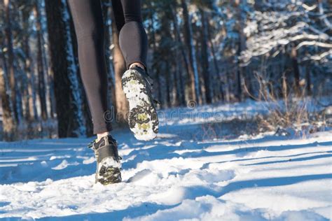 Jogging In Winter Running Through The Snow Stock Image Image Of