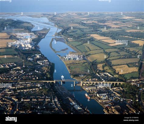 Drogheda Co Louth Ireland Aerial View Of A Town And Estuary Of The