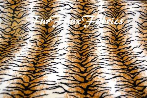 Tiger Print Fur Faux Fabric By The Yard Remnants Long Pile Etsy
