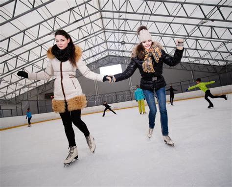 Girls On Ice Skating Rink Stock Image Image Of Skaters 49410423