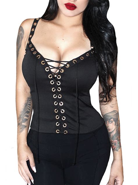 Womens Luna Tie Me Up Corset Tank Top By Demi Loon Inked Shop