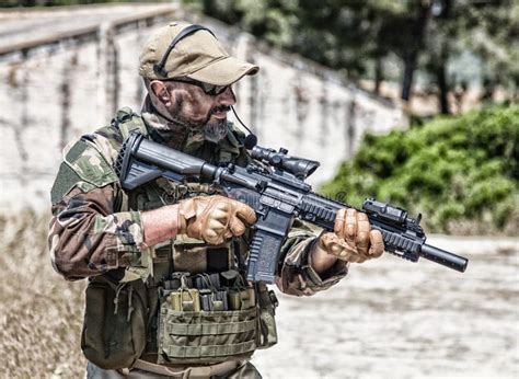 Private Military Company Mercenary With Gun Stock Photo Image Of