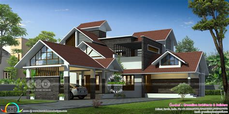 3308 Square Feet Sloped Roof House Architecture Kerala Home Design