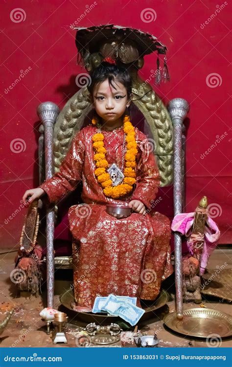 Patankathmandu Nepal 16 October 2018 Kumari Praying For Visitor At