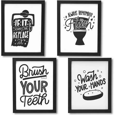 Set Of 4 Bathroom Wall Art Prints Funny Quotes Bathroom