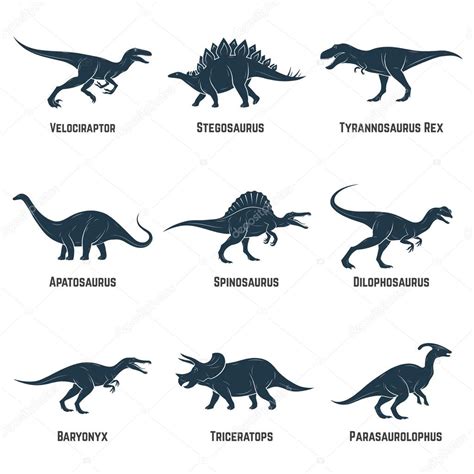 You play as a dinosaur and you. Set van dinosaurussen vector iconen, silhouetten, tekenen, emblemen. Vectorillustratie ...