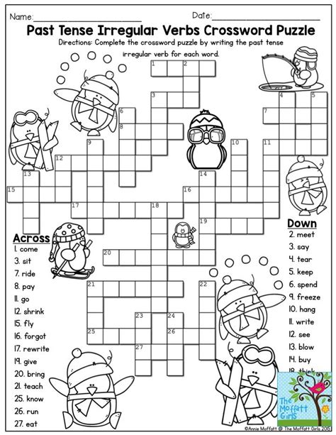 Past Tense Irregular Verbs Crossword Puzzle Such A Fun Activity For Third Grade Plenty More
