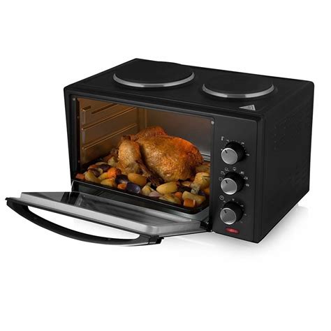 Tower T14013 28l Mini Oven With Dual Hotplates Black Appliances Direct