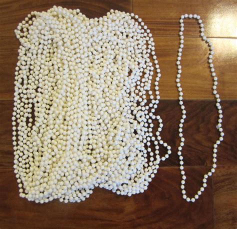 15 White Mardi Gras Beads Necklaces Party Motorcycle Rally Throw Bead