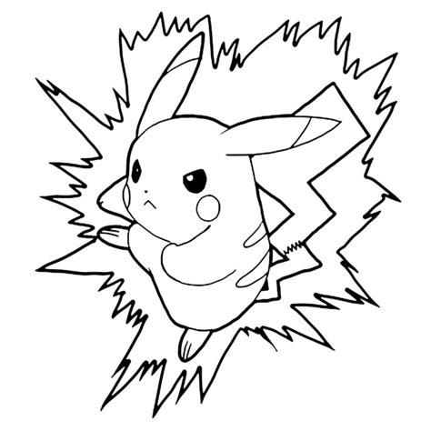 Angry Pokemon Pikachu Lightning Bolt Attack Coloring Pages Pokemon